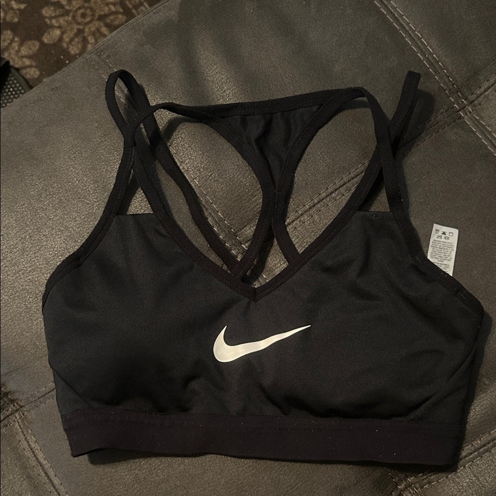 Nike Women's Black Sports Bra with White Logo